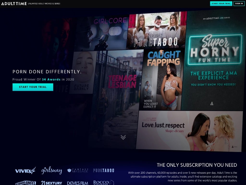 Adult Time Network Homepage