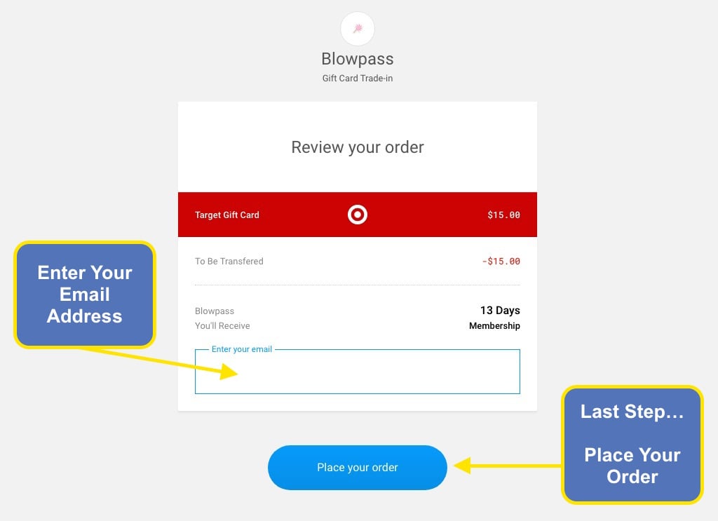 Join BlowPass Network with Gift Cards - Step 6