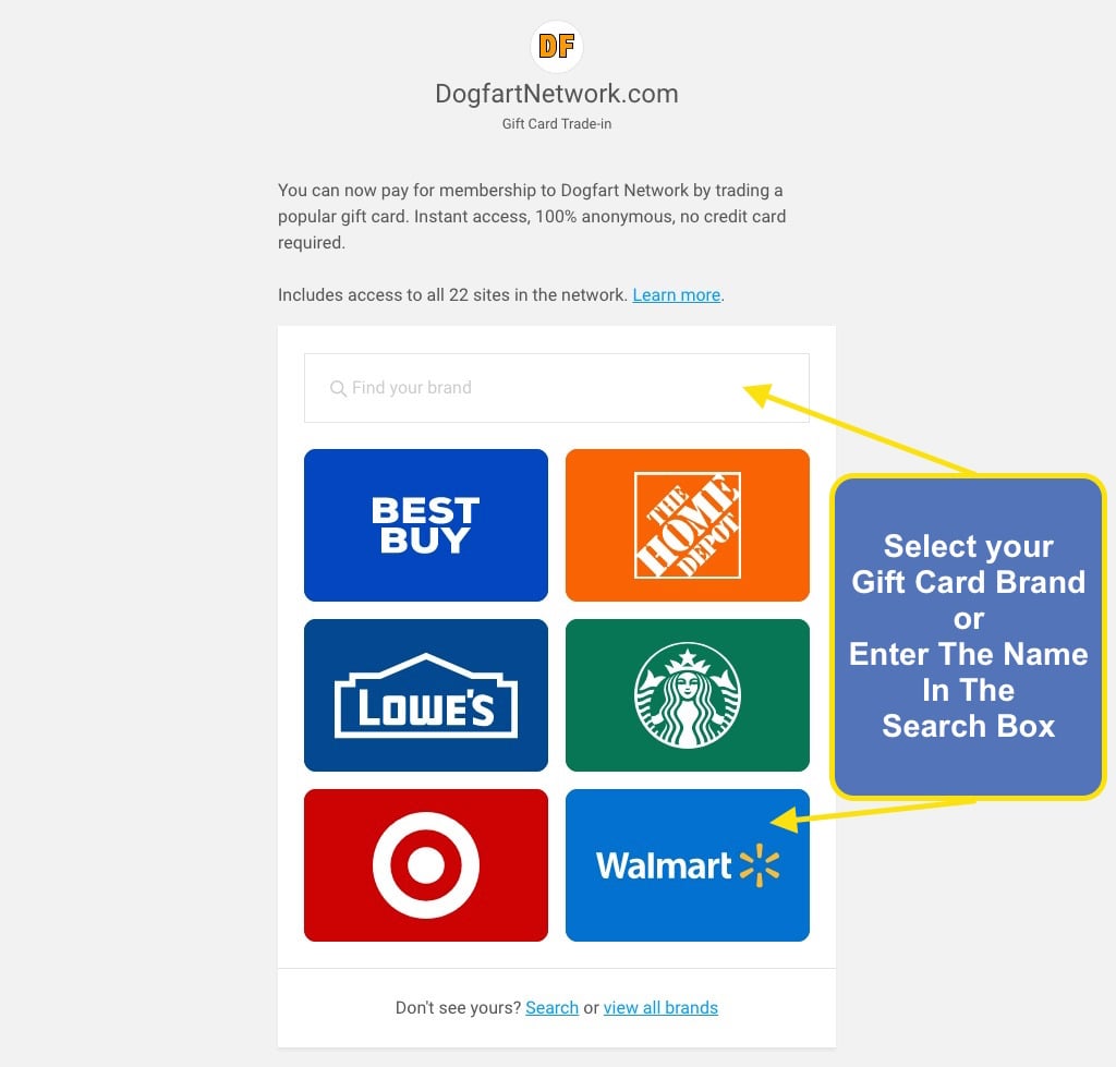 Join Dogfart Network with Gift Cards - Step 4