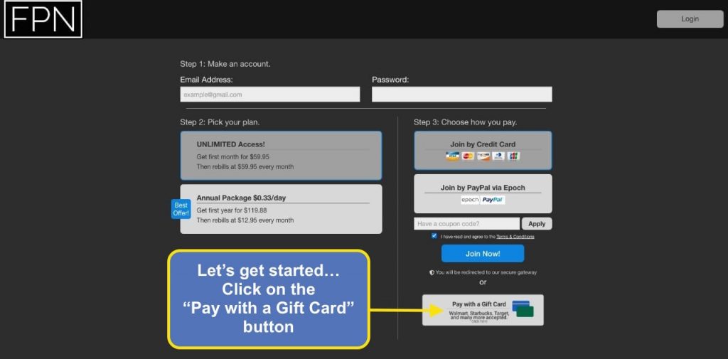 Join Full Porn Network with Gift Cards - Step 2