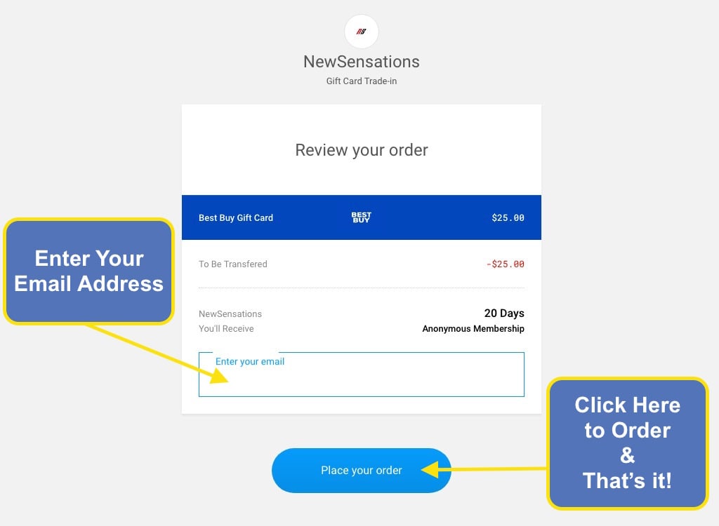 Join New Sensations Network with Gift Cards - Step 6